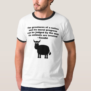 Gandhi Animal Rights Quote Black Bull T-shirt