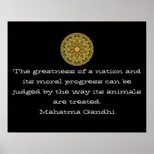 Gandhi animal rights vegan vegetarian quote poster (Voorkant)