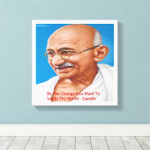 Gandhi & Be The Change Quote Canvasprint Canvas Afdruk (Insitu (Houten vloer))