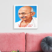 Gandhi & Be The Change Quote Canvasprint Canvas Afdruk (Insitu (Woonkamer))