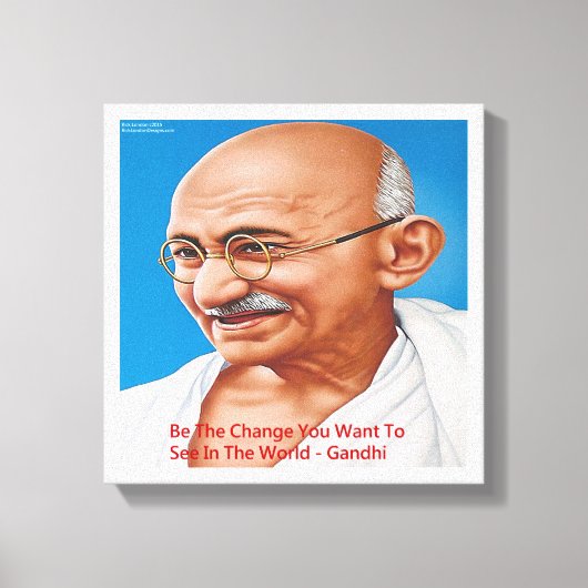 Gandhi & Be The Change Quote Canvasprint Canvas Afdruk (Voorkant)