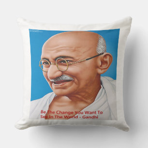 Gandhi & Be The Change Quote Jumbo Katoenen Kussen