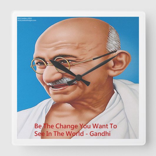 Gandhi & Be The Change Quote Wandklok (Voorkant)