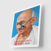 Gandhi & Be The Change Quote Wandklok (Hoek)