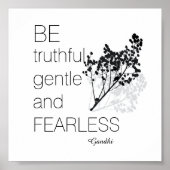 Gandhi citeert onbevreesd zwart en wit poster (Voorkant)