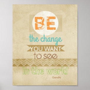Gandhi citeert poster inspirerend is verandering
