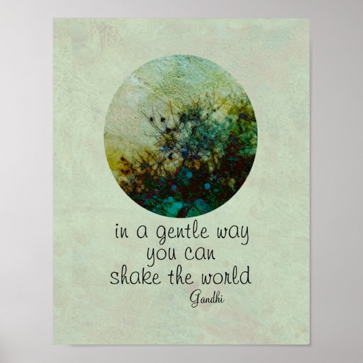 Gandhi citeert poster met originele natuur kunst (Voorkant)