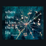 Gandhi citeert poster waar liefde natuur kunst bes<br><div class="desc">Gandhi citeert poster waar liefde natuur kunst is op donkerblauwe motivatie tekstuele wandkunst voor decor thuis of in kantoor. Origineel auteursrecht natuur Ann Powell</div>