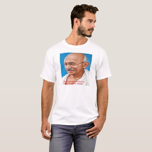 Gandhi en wees het Veranderingscitaat T-shirt (Voorkant volledig)