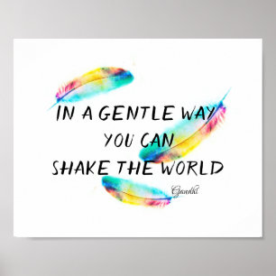 Gandhi inspirerend citaat kleurrijke veer kunst poster