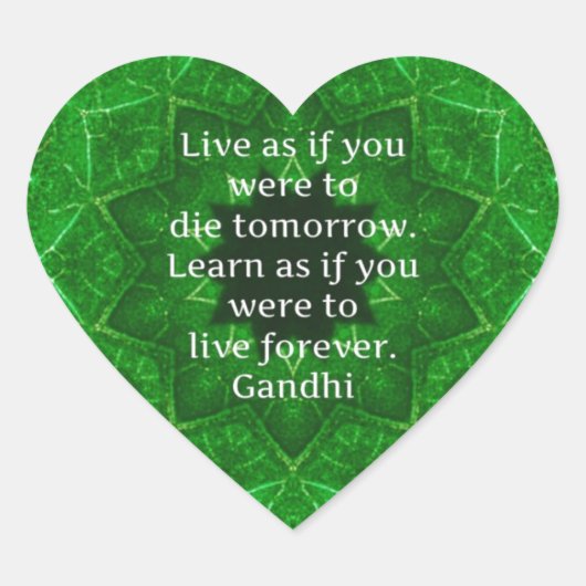 Gandhi Inspirerend citaat over leren Hart Sticker (Voorkant)