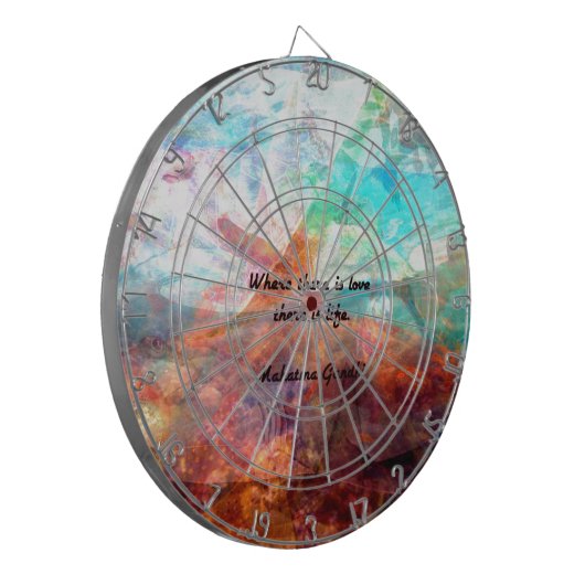 Gandhi Inspirerend Quote over liefde, leven en hoo Dartbord (Voorkant Links)