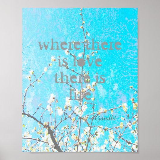 Gandhi inspirerend quote poster blauwe natuur kuns (Voorkant)