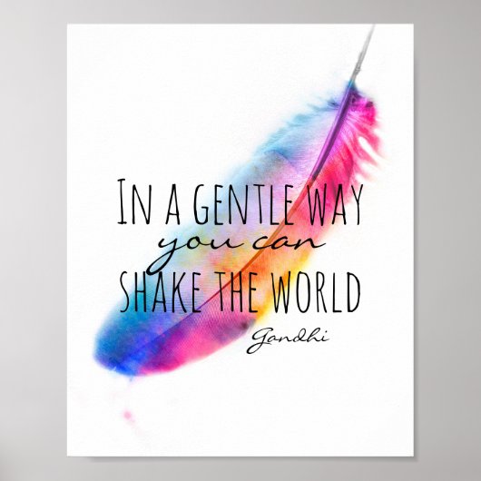 Gandhi inspirerend quote poster met veren (Voorkant)
