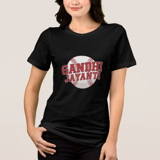 Gandhi Jayanti Baseball Tri-Blend Shirt (Voorkant)
