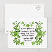 Gandhi Quote: Aarde biedt genoeg om tevreden te zi Briefkaart (Voorkant / Achterkant)