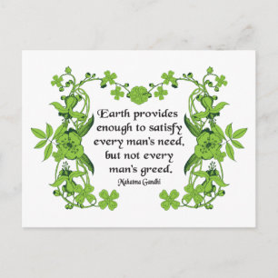 Gandhi Quote: Aarde biedt genoeg om tevreden te zi Briefkaart