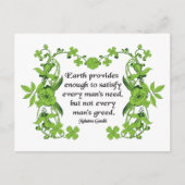 Gandhi Quote: Aarde biedt genoeg om tevreden te zi Briefkaart (Voorkant)