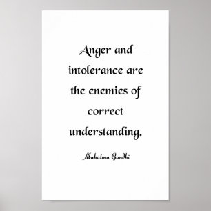 Gandhi Quote, Anger en Intolerance Poster