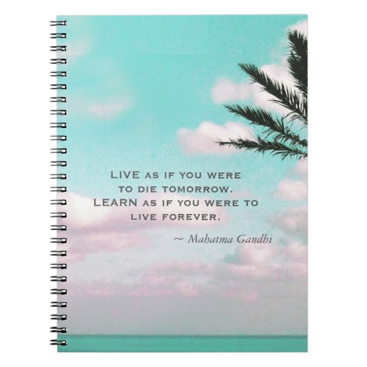 Gandhi Quote Live alsof je...Tropisch thema Notitieboek (Voorkant)