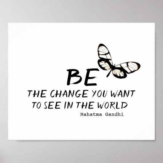 Gandhi quote poster is de verandering zwart-wit (Voorkant)