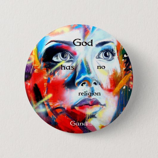 Gandhi Spiritueel citaat God heeft geen religie Ronde Button 5,7 Cm (Voorkant)