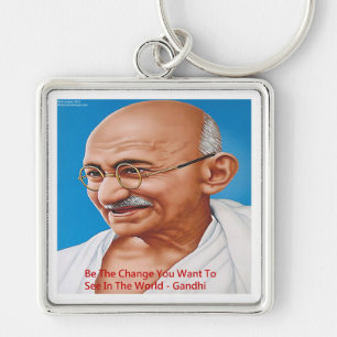 Gandhi & Wees de Verandering Citaat Sleutelhanger