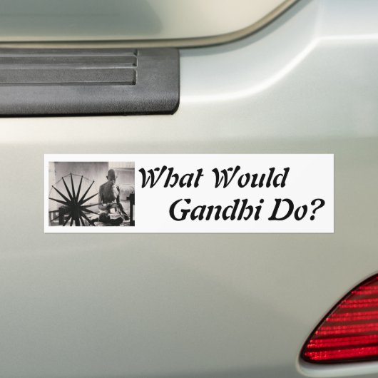 Gandhi weving, wat zou Gandhi doen? Bumpersticker (Op auto)
