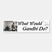 Gandhi weving, wat zou Gandhi doen? Bumpersticker (Voorkant)