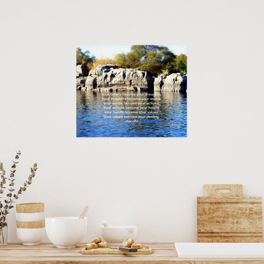 Gandhi Wisdom Gezegde citaat over bestemming Poster (Keuken)