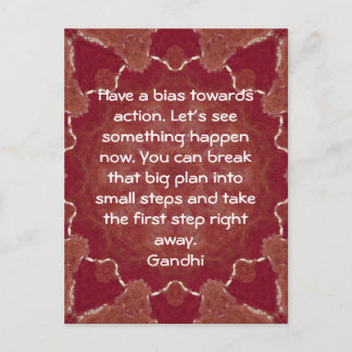 Gandhi Wisdom Quotation Gezegde over Actie Briefkaart