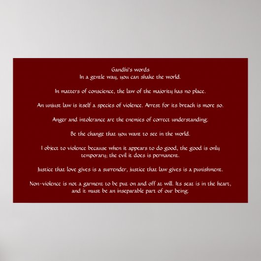 Gandhi's woorden over gerechtigheid en compassie poster (Voorkant)