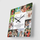 Gandma Quote Modern Script 12 Photo Collage Vierkante Klok (Hoek)