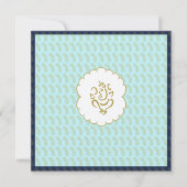 Ganesh Aqua & Gold Indian Wedding Kaart (Voorkant)