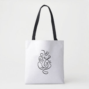 Ganesh & Aum Black Outline Canvas tas