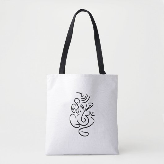 Ganesh & Aum Black Outline Canvas tas (Voorkant)