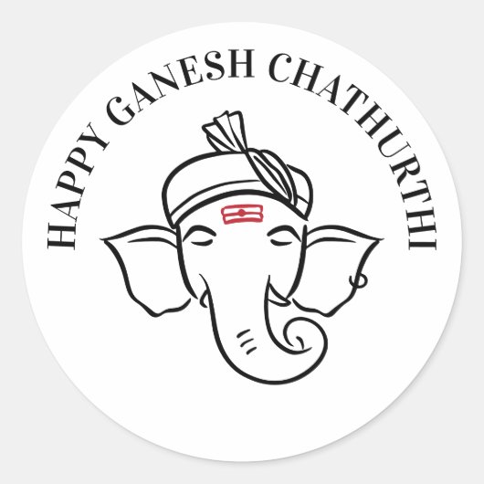 Ganesh Chathurthi Wensen | Indiase God  Ronde Sticker (Voorkant)