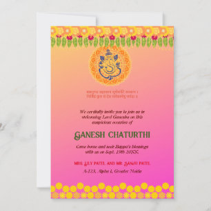 Ganesh Chaturthi Bloemen Kleurrijk Kaart