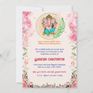 Ganesh Chaturthi Bloemen Kleurrijk Kaart