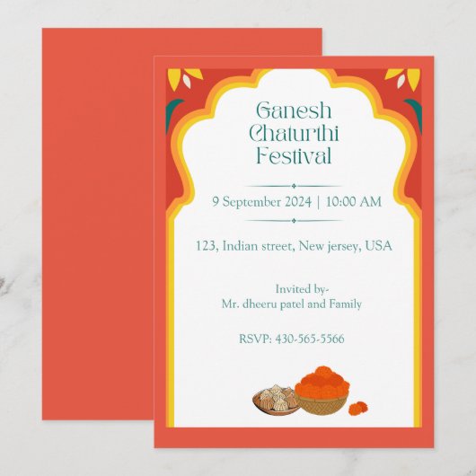 Ganesh Chaturthi Kaart (Voorkant / Achterkant)