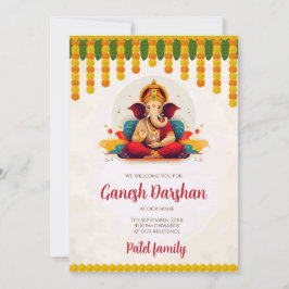 Ganesh Chaturthi nodigt Ganesh Darshan kaart uit