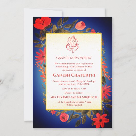 Ganesh Chaturthi Puja Floral Kaart (Voorkant)