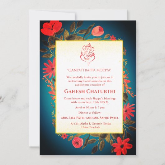 Ganesh Chaturthi Puja Floral Kaart (Voorkant)