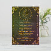 Ganesh Chaturthi Puja Glitter & Goud Kaart (Staand voorkant)