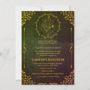 Ganesh Chaturthi Puja Glitter & Goud Kaart