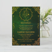 Ganesh Chaturthi Puja Glitter & Goud Kaart (Staand voorkant)
