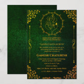 Ganesh Chaturthi Puja Glitter & Goud Kaart (Voorkant / Achterkant)