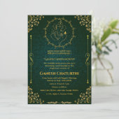 Ganesh Chaturthi Puja Glitter & Goud Kaart (Staand voorkant)