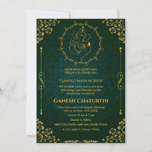 Ganesh Chaturthi Puja Glitter & Goud Kaart