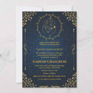 Ganesh Chaturthi Puja Glitter & Goud Kaart